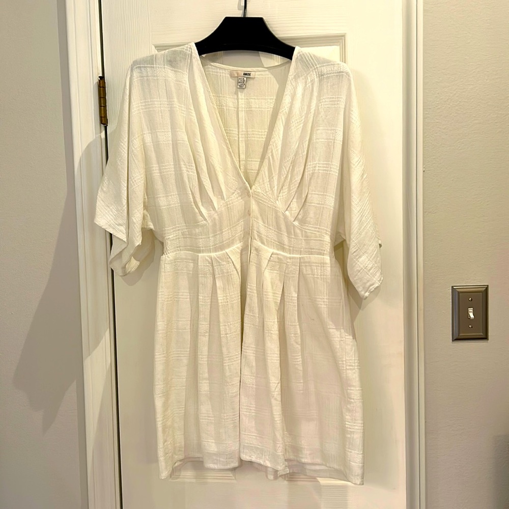 Never Worn- White v-neck dress